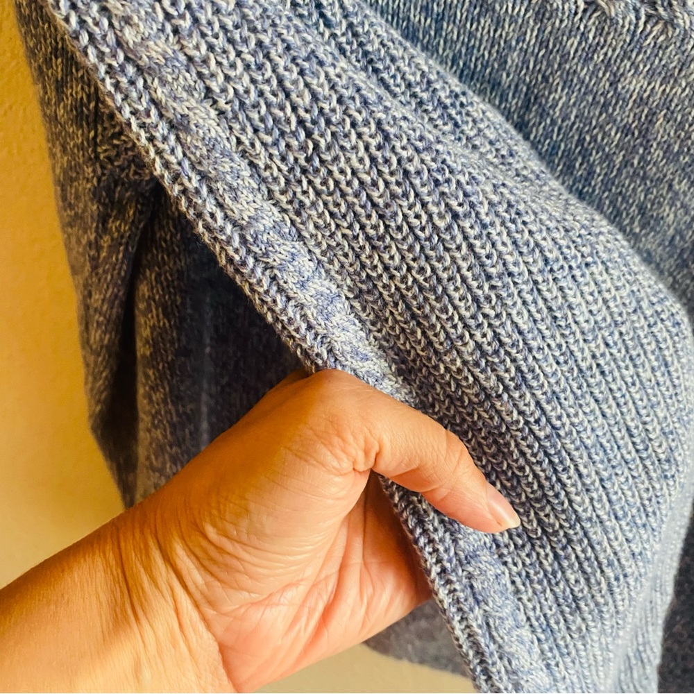 Nic + Zoe Blue Mix Stitch Mock Neck Cotton Blend Pullover Sweater Womens Size SP - Picture 8 of 8